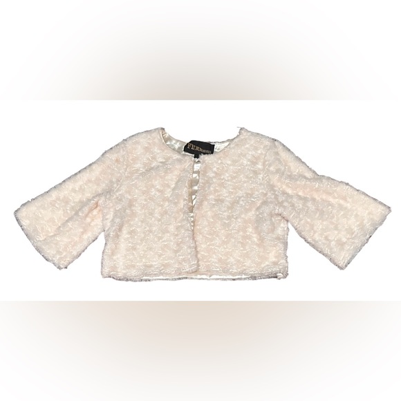 FURROCIOUS Satin Lined Fur Cardigan Cape In White - Picture 1 of 7